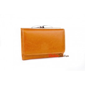 Light cognac leather women's wallet
