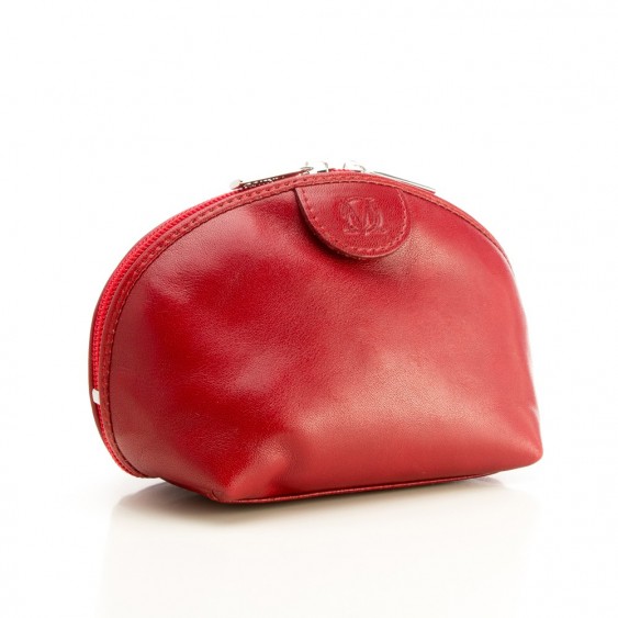 Red leather cosmetic bag