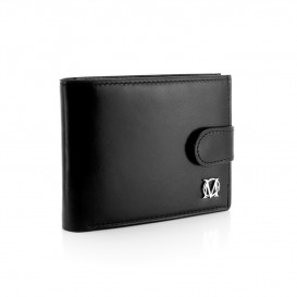 Czarny skórzany mini portfel męski logo MARCO