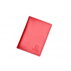 Red leather credit card and ID holder