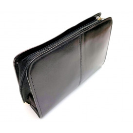 Black leather cosmetic bag