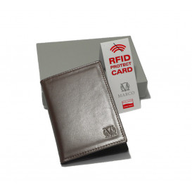 Brązowe skórzane etui na dokumenty z RFID