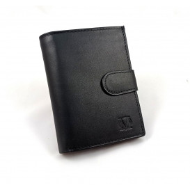 Czarny skórzany portfel męski z ochroną karty (RFID)