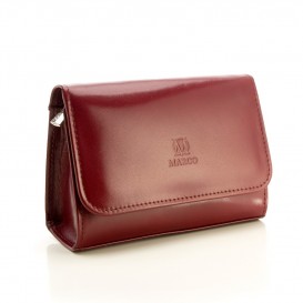 Brown leather cosmetic bag with a mirror